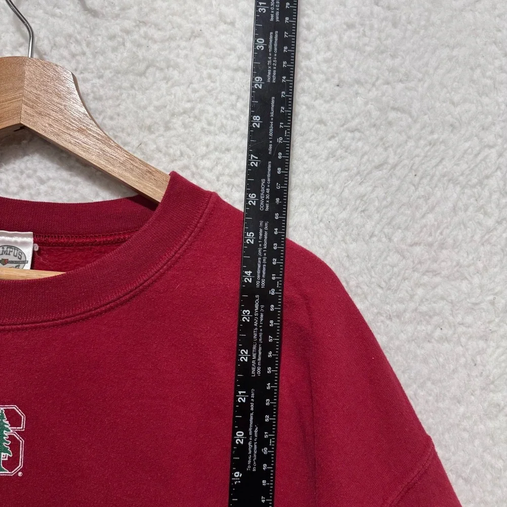 Vintage 90s Stanford University Mens‎ L Red Sweater Pullover Campus Colors Logo